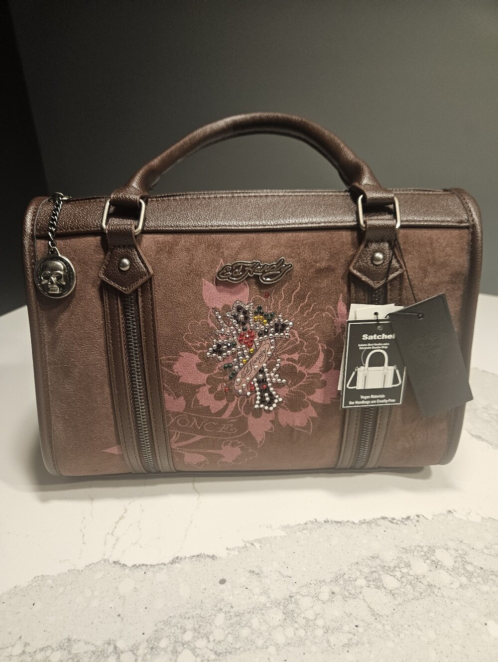 NEW Ed Hardy & Beyonce brown satchel - RARE FIND
